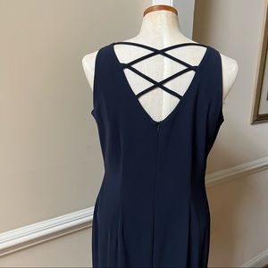 Amanda Smith Navy Crisscross Open Back Dress